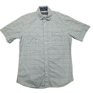 Reyn Spooner Hawaiian Shirt Mens Small Japanese Geometric Circle Crest Pocket